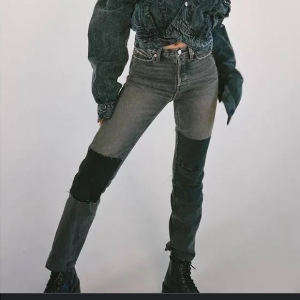 Bdg High Waisted Slim Straight Patchwork Denim Bl… - image 2